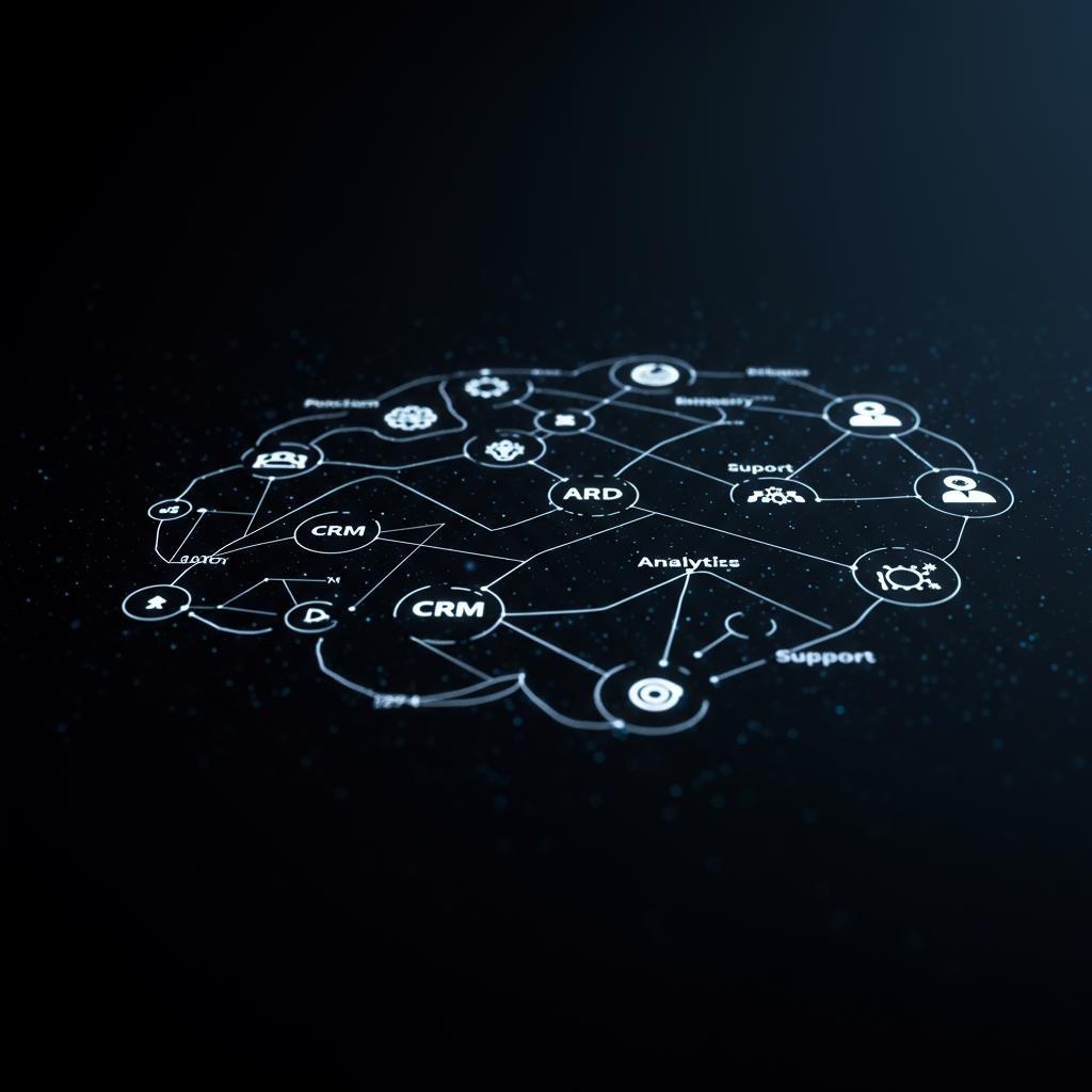 A clean digital flowchart showing data flowing seamlessly between different business systems, representing a perfect integration solution.