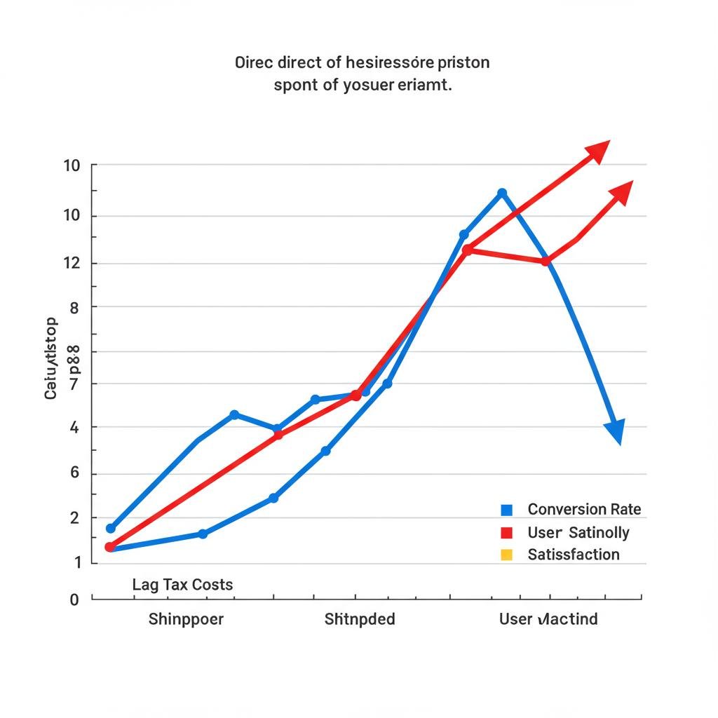 A graph showing that as the 'Lag Tax' and backend latency increase, key business metrics like conversion rates and user satisfaction decrease.