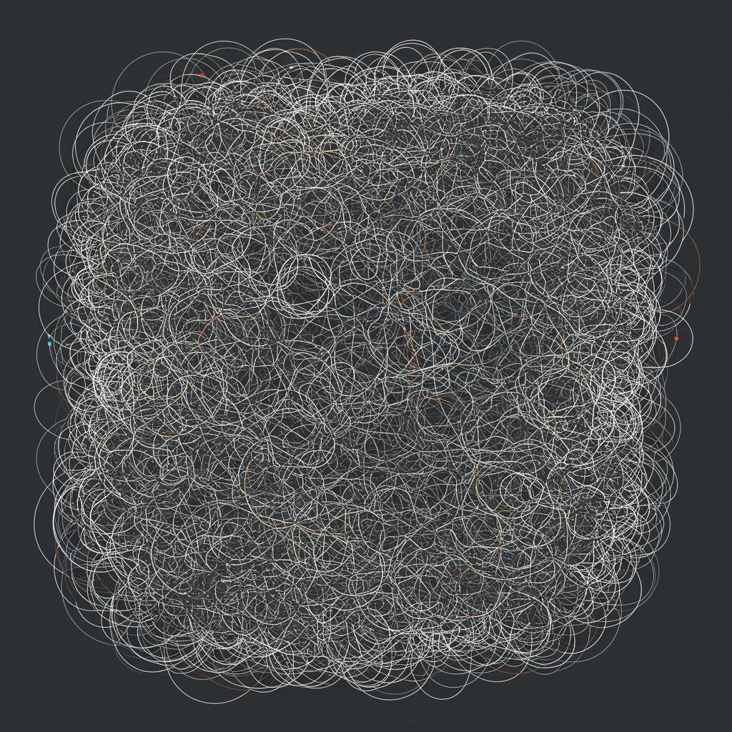 An abstract illustration of an impossibly complex maze, representing the futility of trying to test every possible path in a software program.